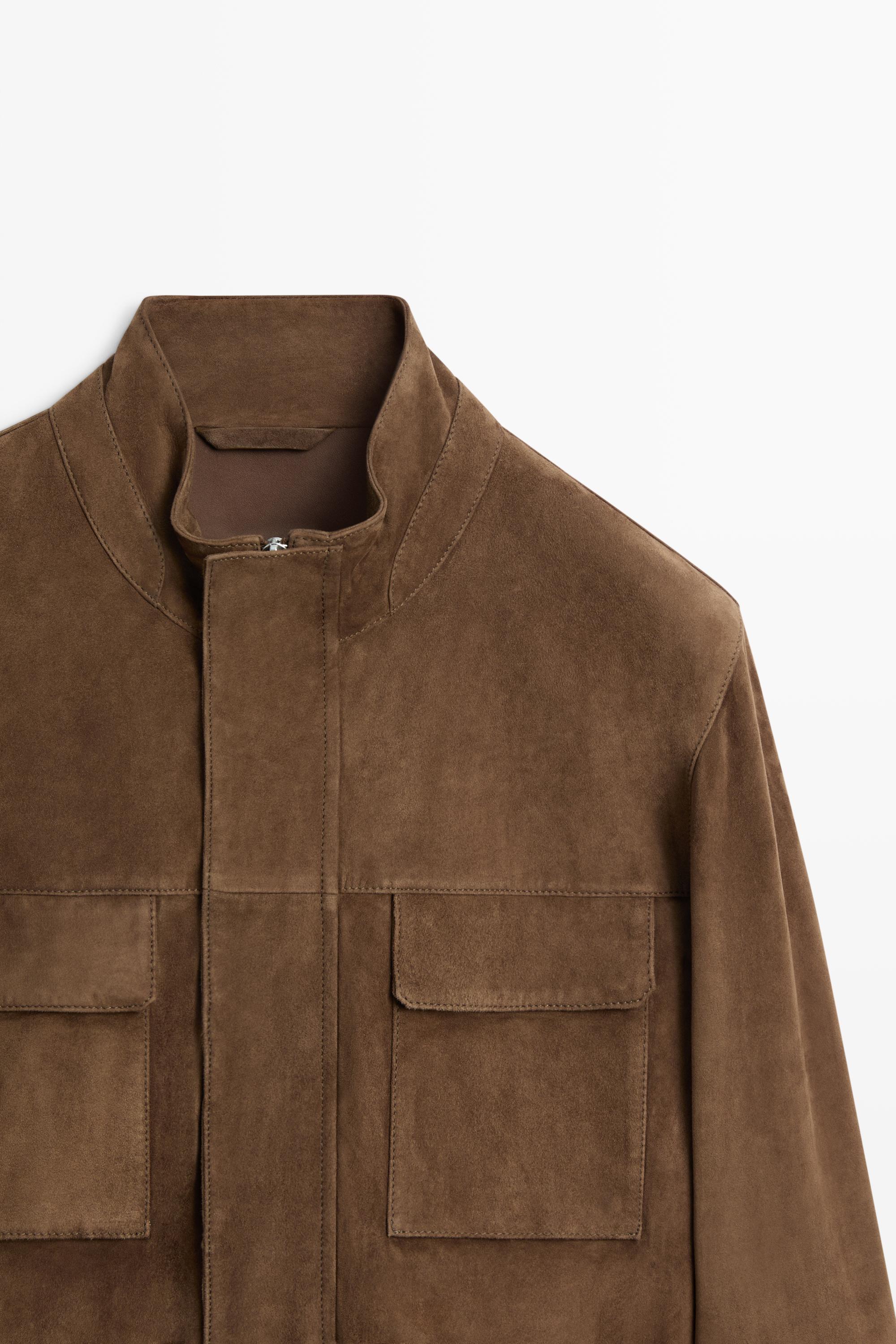 Suede jacket with pocket details