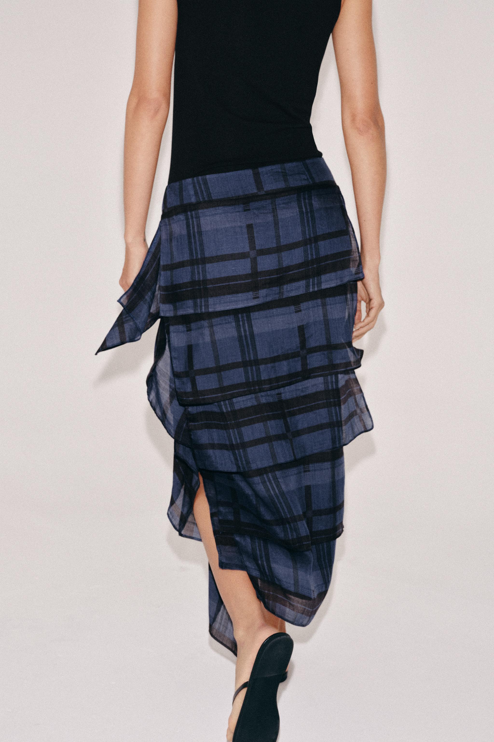 RAMIE PLAID MIDI SKIRT ZW COLLECTION