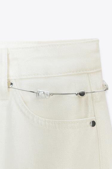 JEAN Z1975 EFFET NACRÉ CEINTURE - Blanc cassé de Zara - Image 9