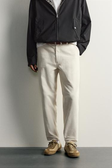 CARROT-FIT CORDUROY PANTS — Ecru 2