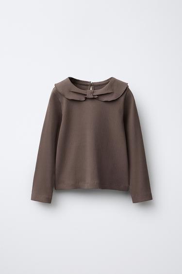 CAMISETA RIB CUELLO BOBO - Chocolate de Zara