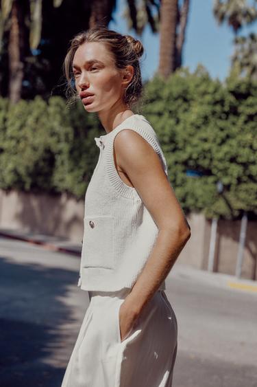 TOP ARMILLA DE PUNT LLIS - Blanc de Zara