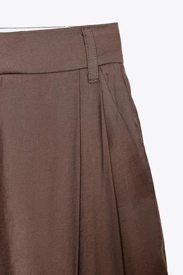 DOUBLE PLEAT TROUSERS WITH FLAPS - Dark brown by Zara - Image 7