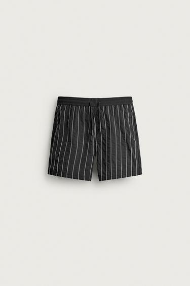 BAÑADOR MEDIO RAYAS BORDADAS - Negro de Zara - Imagen 0
