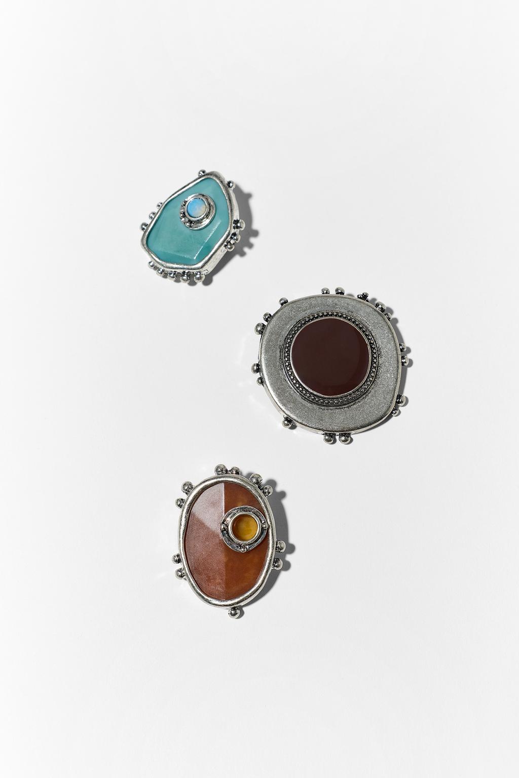 PACK OF 3 METAL WESTERN-STYLE BROOCHES