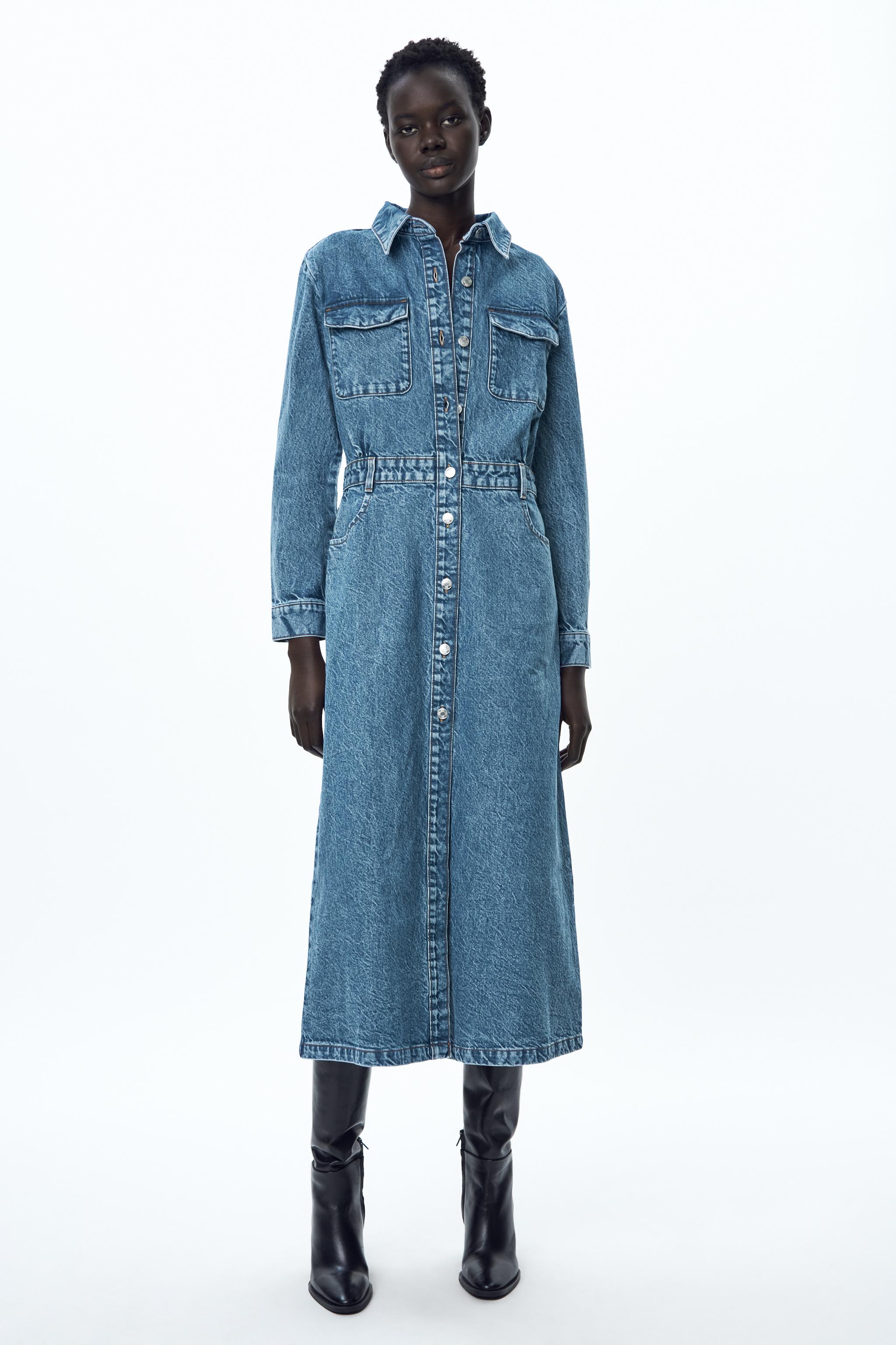 All saints polly store long denim dress