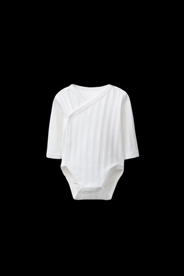 Zara 0-6 MONTHS/ THREE-PACK OF LONG SLEEVE BODYSUITS WITH KIMONO COLLAR - Pink