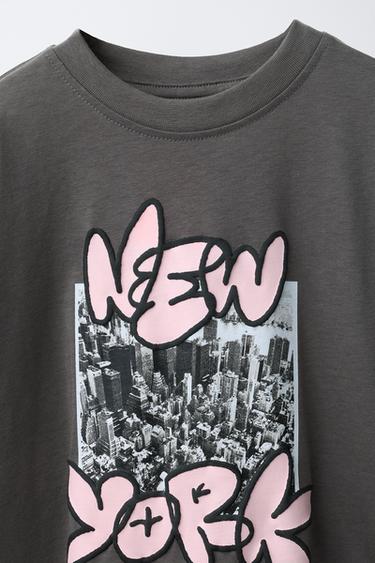 PRINTED T-SHIRT - Anthracite grey by Zara