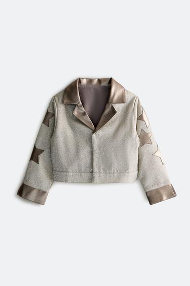 CHILDREN'S ROCKSTAR COSTUME COLLARED JACKET - Silver by Zara