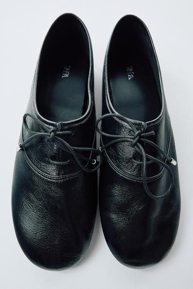 Zara SOFT LEATHER BLUCHERS - Black