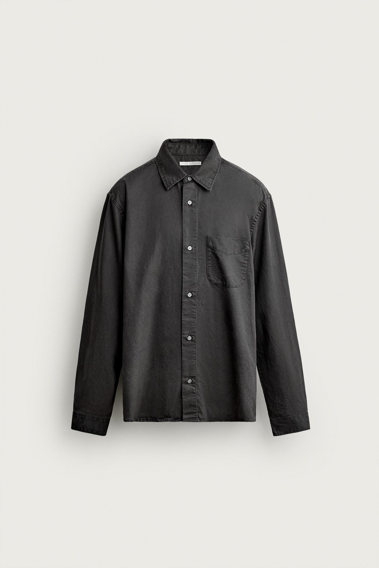 LYOCELL-COTTON REGULAR FIT SHIRT — Dark gray
