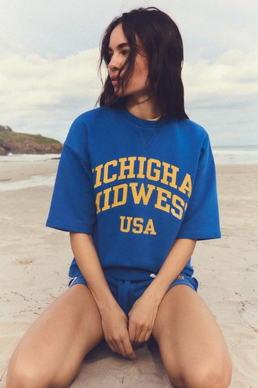 FADED SLOGAN SWEATSHIRT - Blue by Zara - Image 1