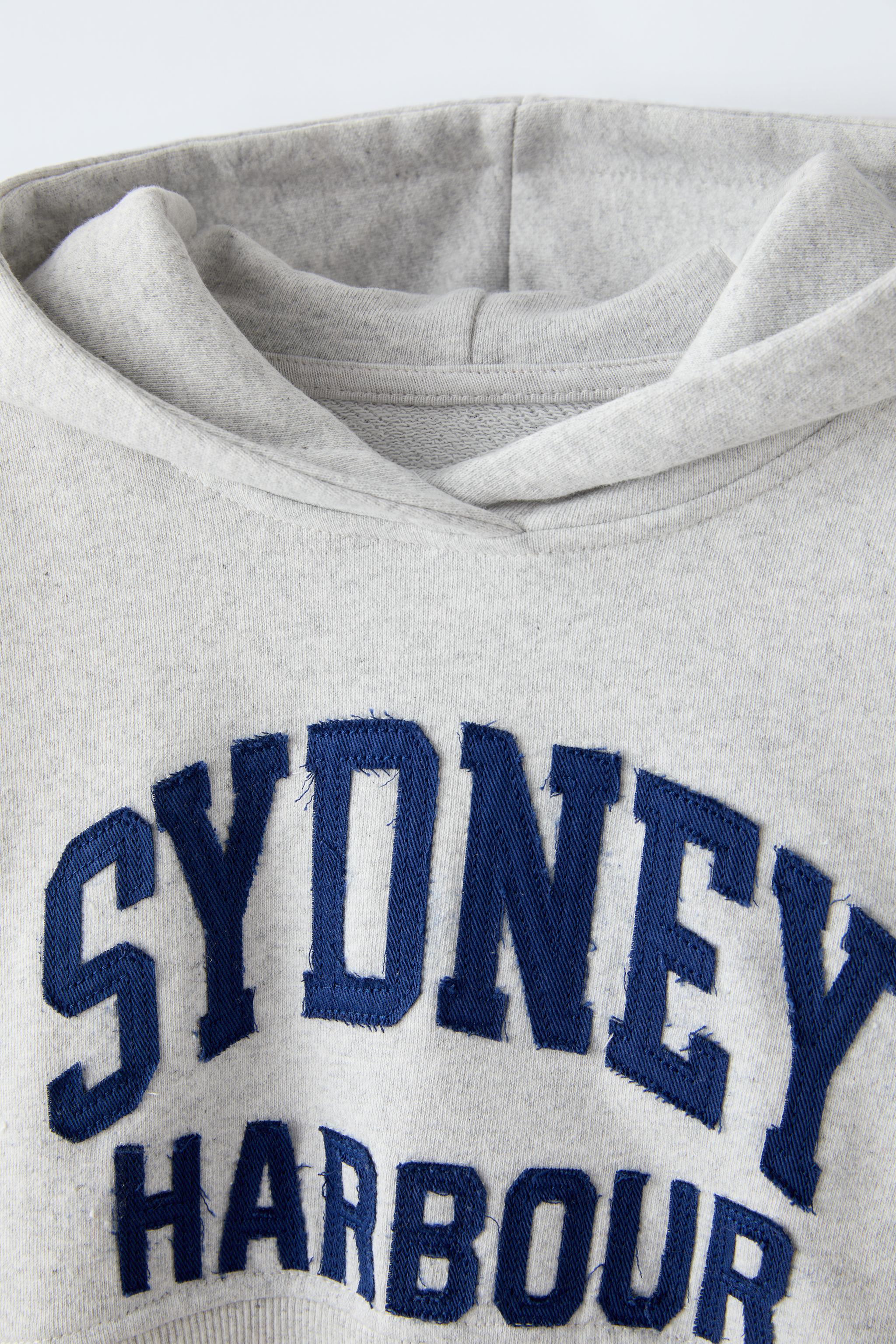 CROPPED SWEATSHIRT WITH TEXT - Gray marl | ZARA United States