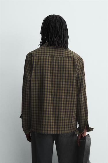 RELAXED FIT CHECK SHIRT - Dark brown by Zara - Image 2