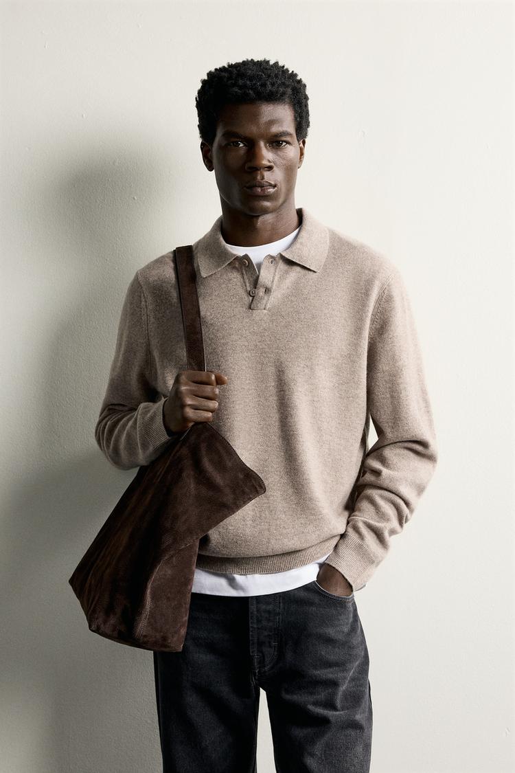 WOOL BLEND REGULAR FIT KNIT POLO SHIRT