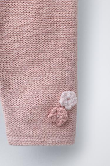 CROCHET FLOWER KNIT TROUSERS - Light pink by Zara - Image 3