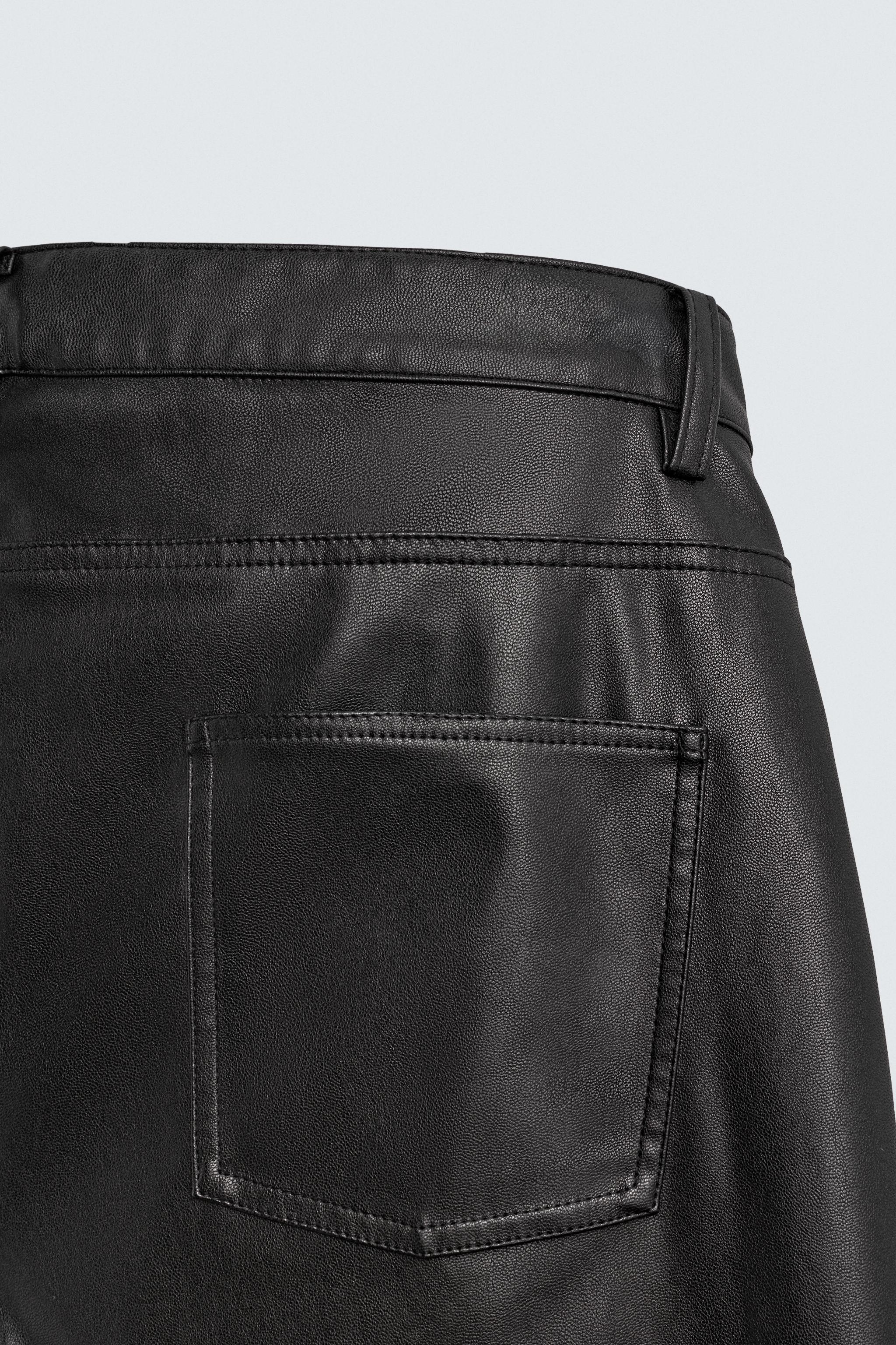 FAUX LEATHER STRAIGHT FIT PANTS