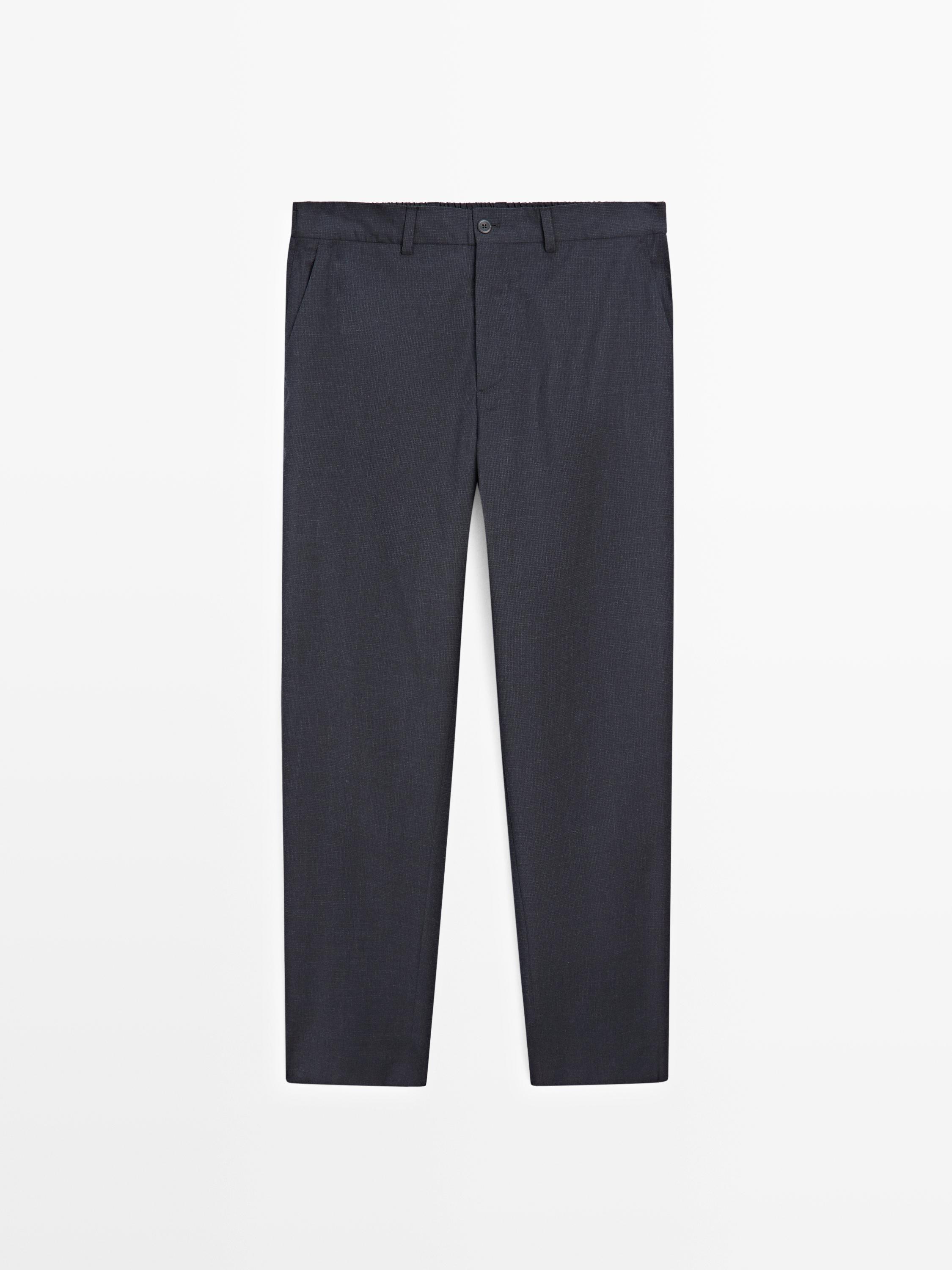 Wool houndstooth trousers — Navy blue
