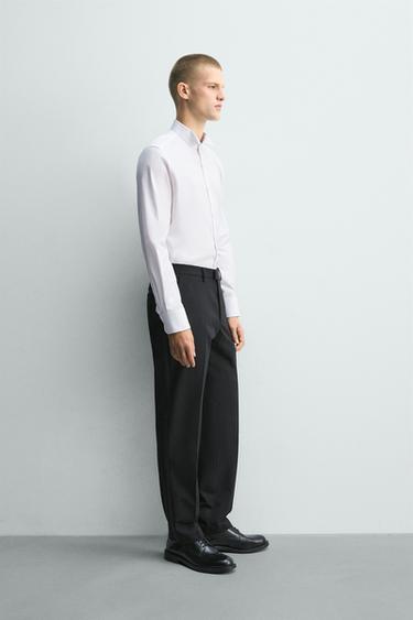 TUXEDO-STYLE COLLAR SHIRT - White by Zara - Image 3