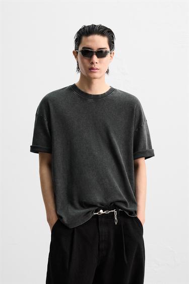 ÁO PHÔNG VẢI DỆT INTERLOCK KIỂU BẠC MÀU - Màu xám đậm từ Zara