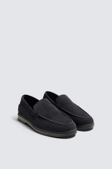 Zara CASUAL LEATHER LOAFERS - Blue