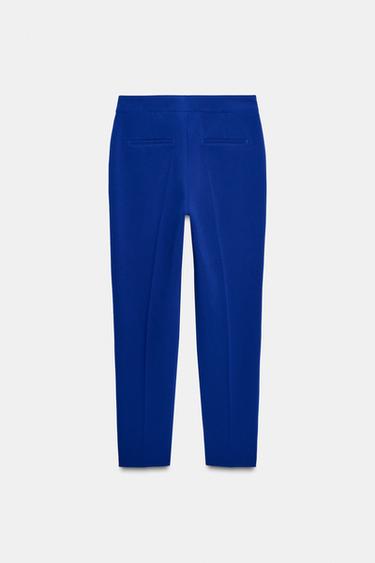 HIGH-WAIST SLIM-FIT TROUSERS - Bluish by Zara