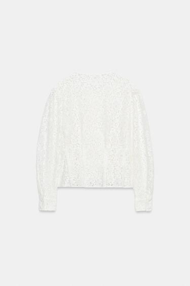 جاكيت متصالب دانتيل - أبيض الخاص بـ Zara