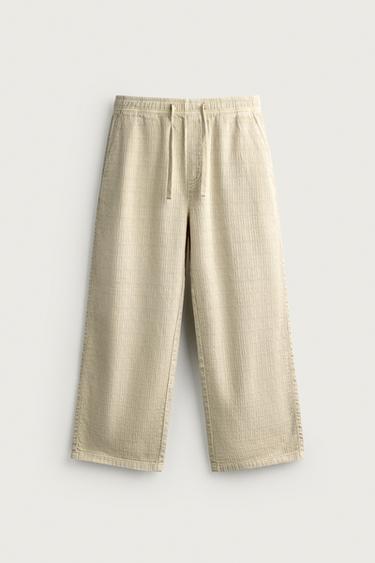 PANTALÓN RELAXED FIT JACQUARD LAVADO - Tostado de Zara