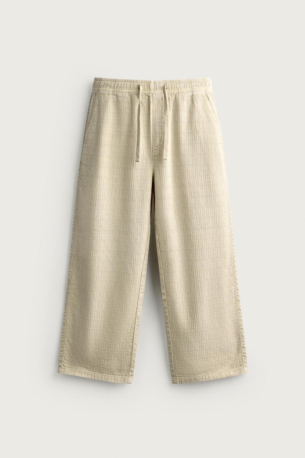 WASHED JACQUARD RELAXED FIT TROUSERS