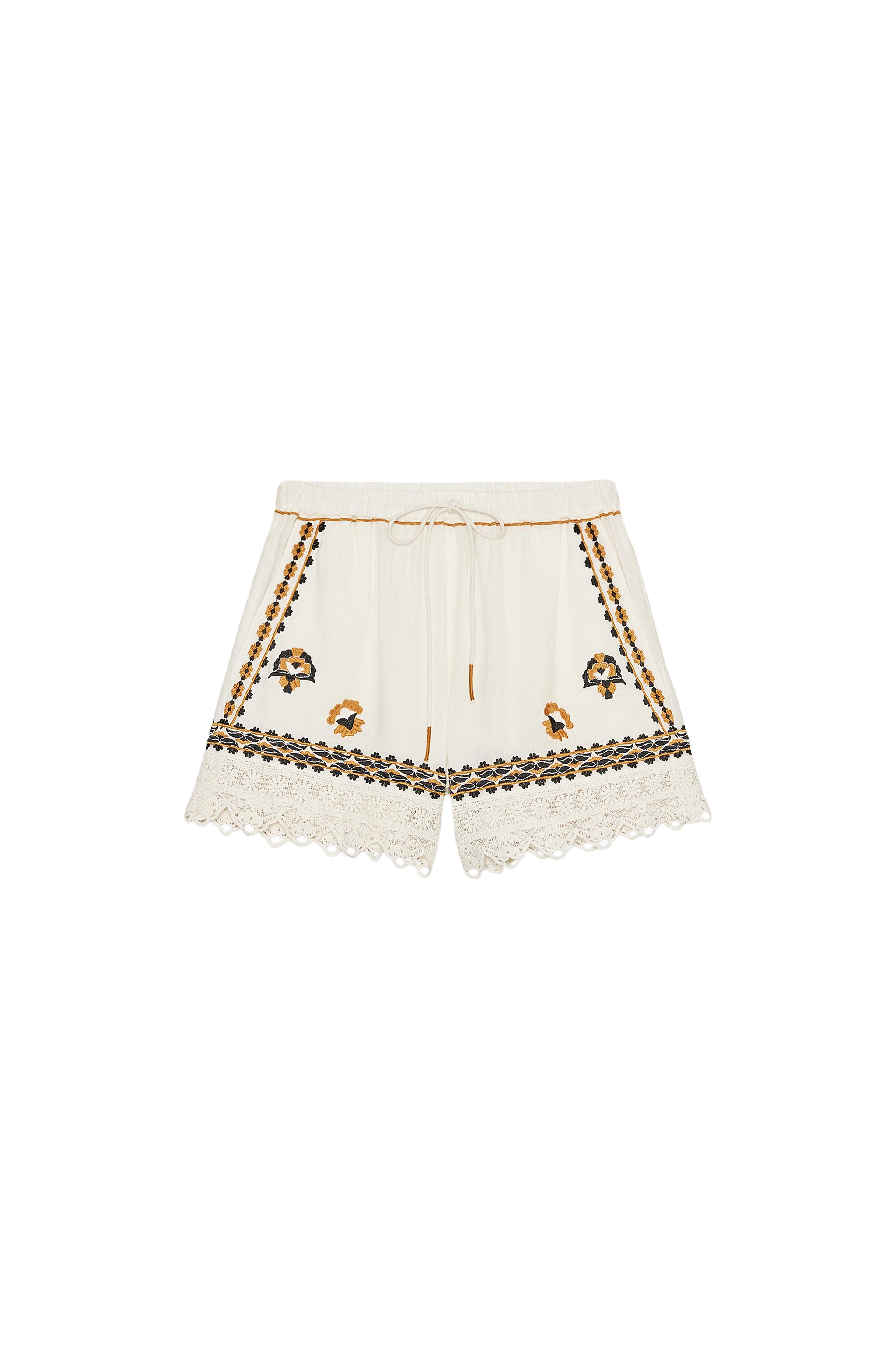 Short ZARA Blanc Clouté Or - Taille 34 - Occasion Très Bon état (très Peu Porté)