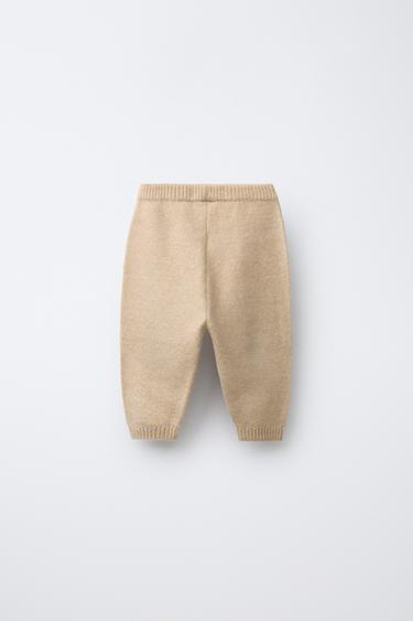 TEDDY BEAR KNIT JOGGERS - camel by Zara - Image 1