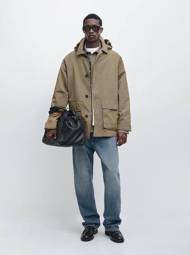 Zara Cotton blend parka with pockets - Beige