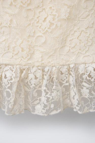 LACE T-SHIRT - Ecru by Zara - Image 2