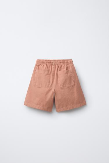 COTTON BERMUDA SHORTS WITH LABEL - Russet by Zara - Image 1