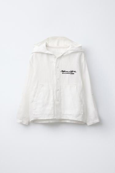 LINEN HOODED OVERSHIRT - Ecru by Zara - Image 1