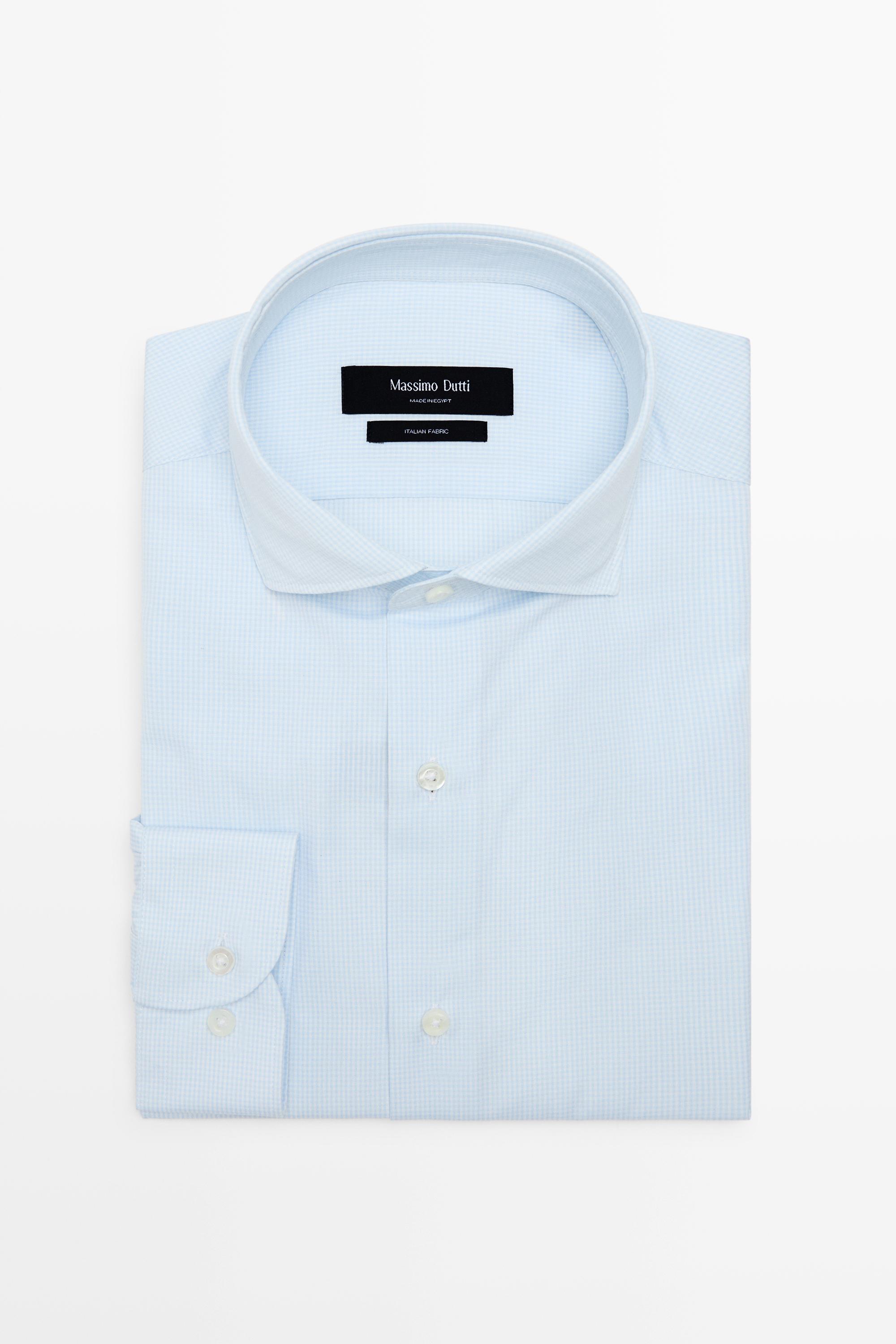 Slim fit gingham shirt — Sky blue