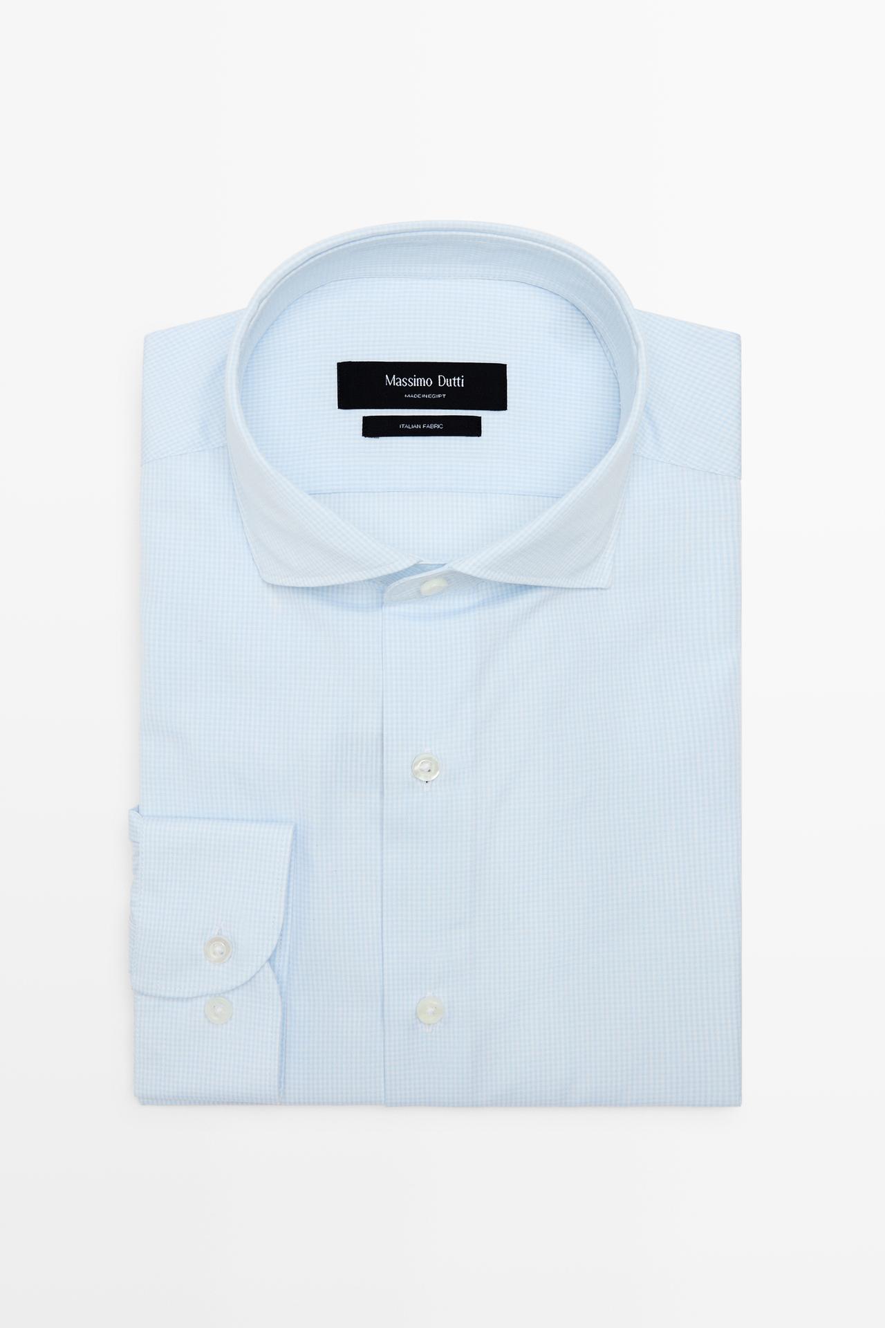 Slim fit gingham shirt — Sky blue