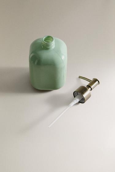 JADE GREEN GLASS SOAP DISPENSER - Sea green by Zara - Image 4