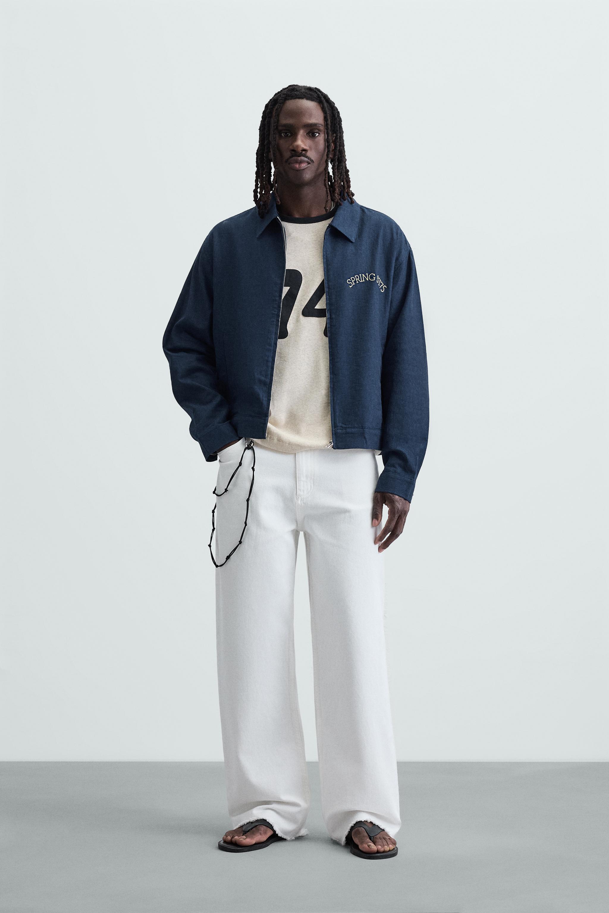 JAQUETA COM BORDADOS EM CONTRASTE - Azul | ZARA Brasil