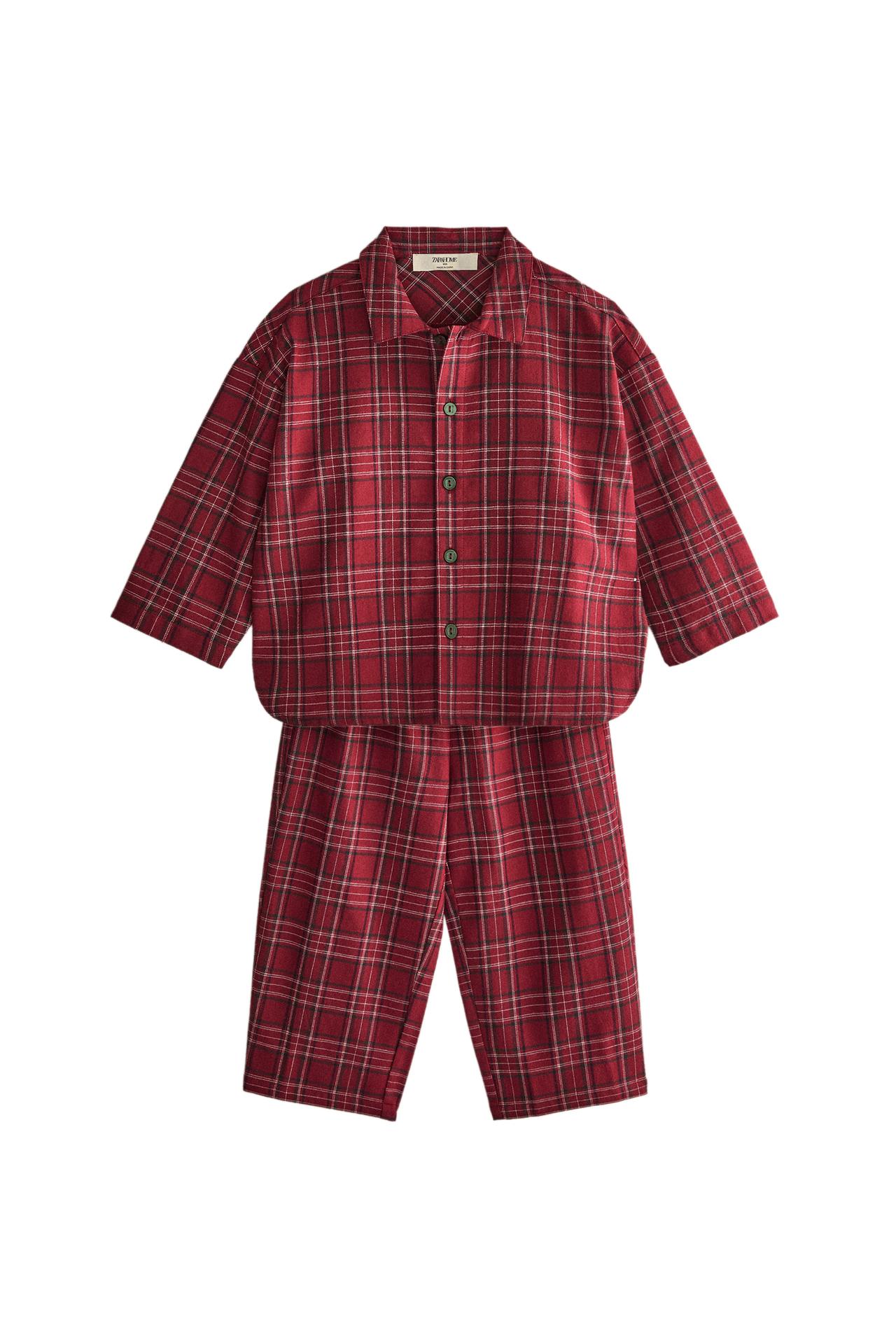 KIDS' CHRISTMAS FLANNEL CHECK PYJAMAS