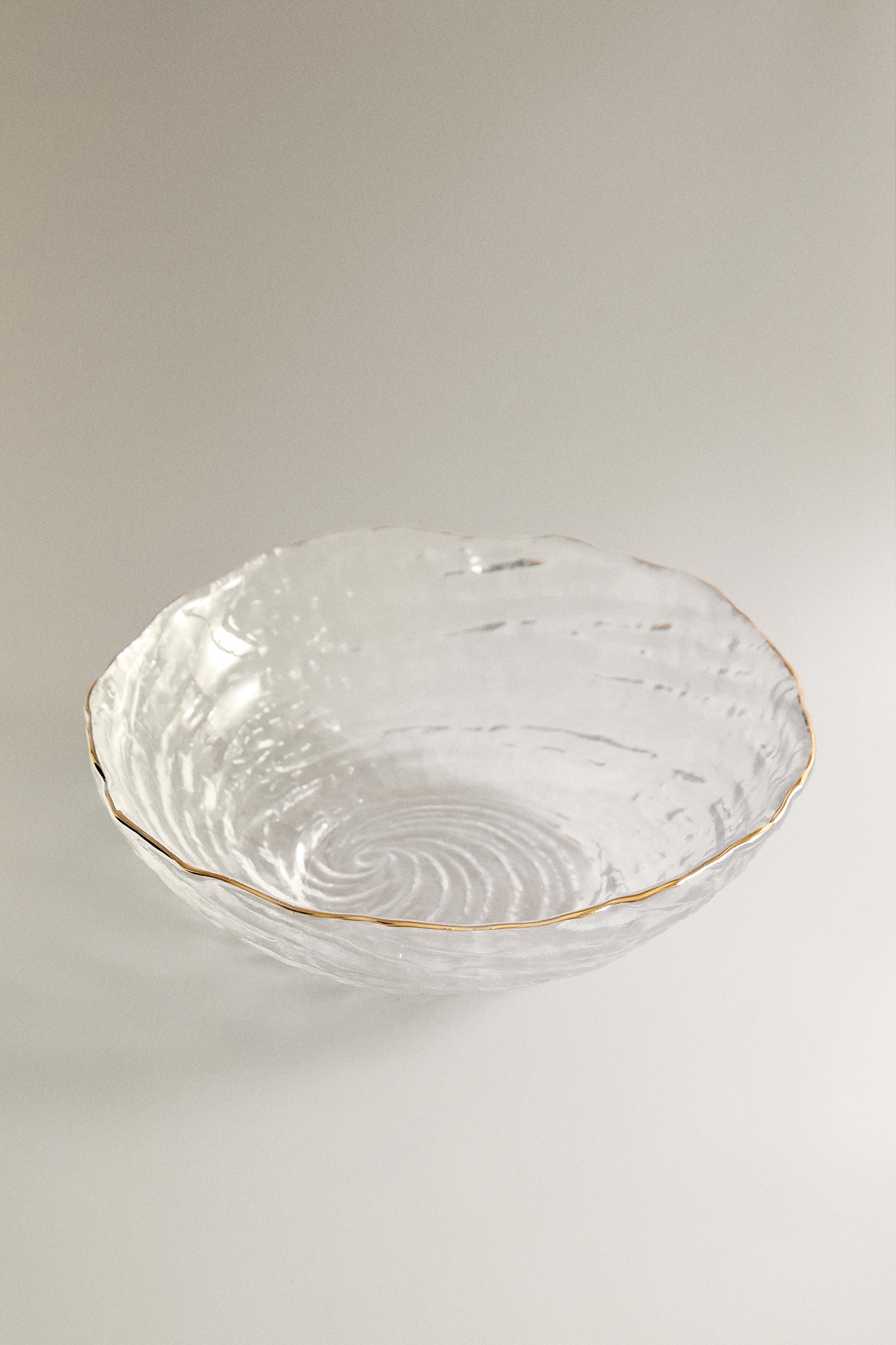 GLASS BOWL WITH GOLD RIM — Gold