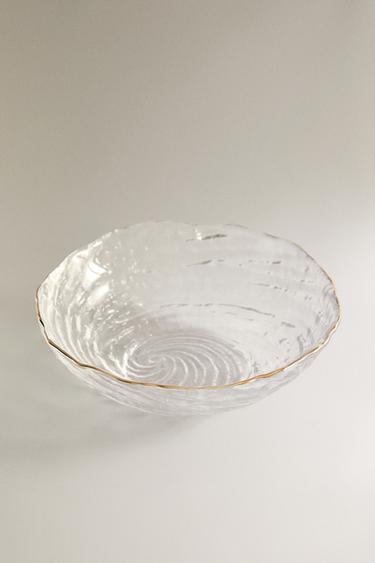 GLASS BOWL WITH GOLD RIM - Gold by Zara - Image 1