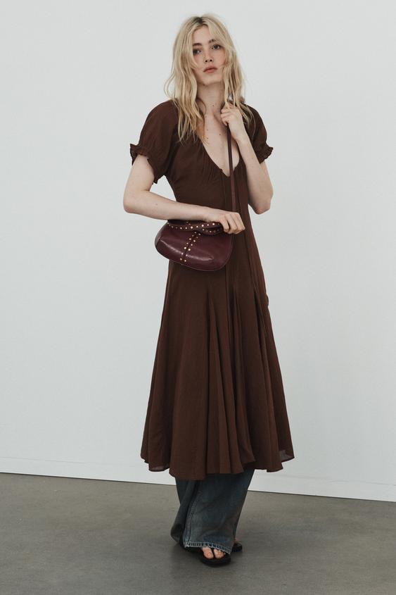 CHIFFON GODET MIDI DRESS