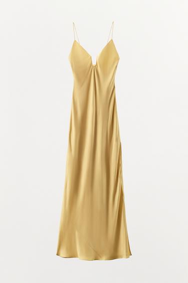 ROBE LONGUE 100% VISCOSE - Jaune de Zara - Image 4