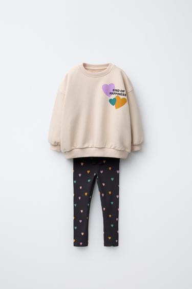 PRINTED SWEATSHIRT AND LEGGINGS SET - Dark beige by Zara