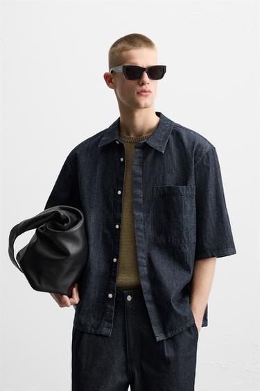 ΠΟΥΚΑΜΙΣΟ ΝΤΕΝΙΜ RELAXED FIT - Μπλε του Zara