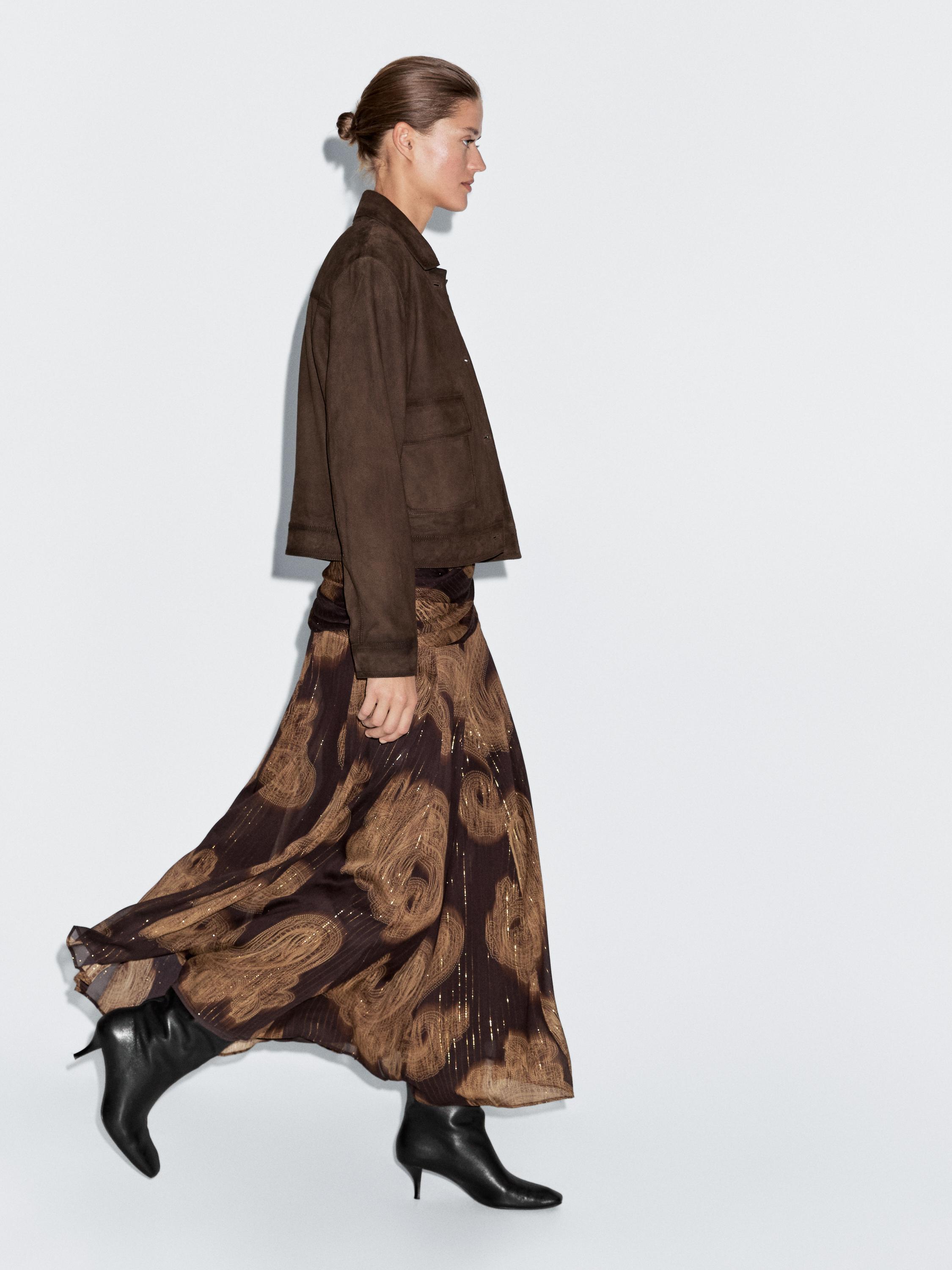 Flowing paisley print midi skirt