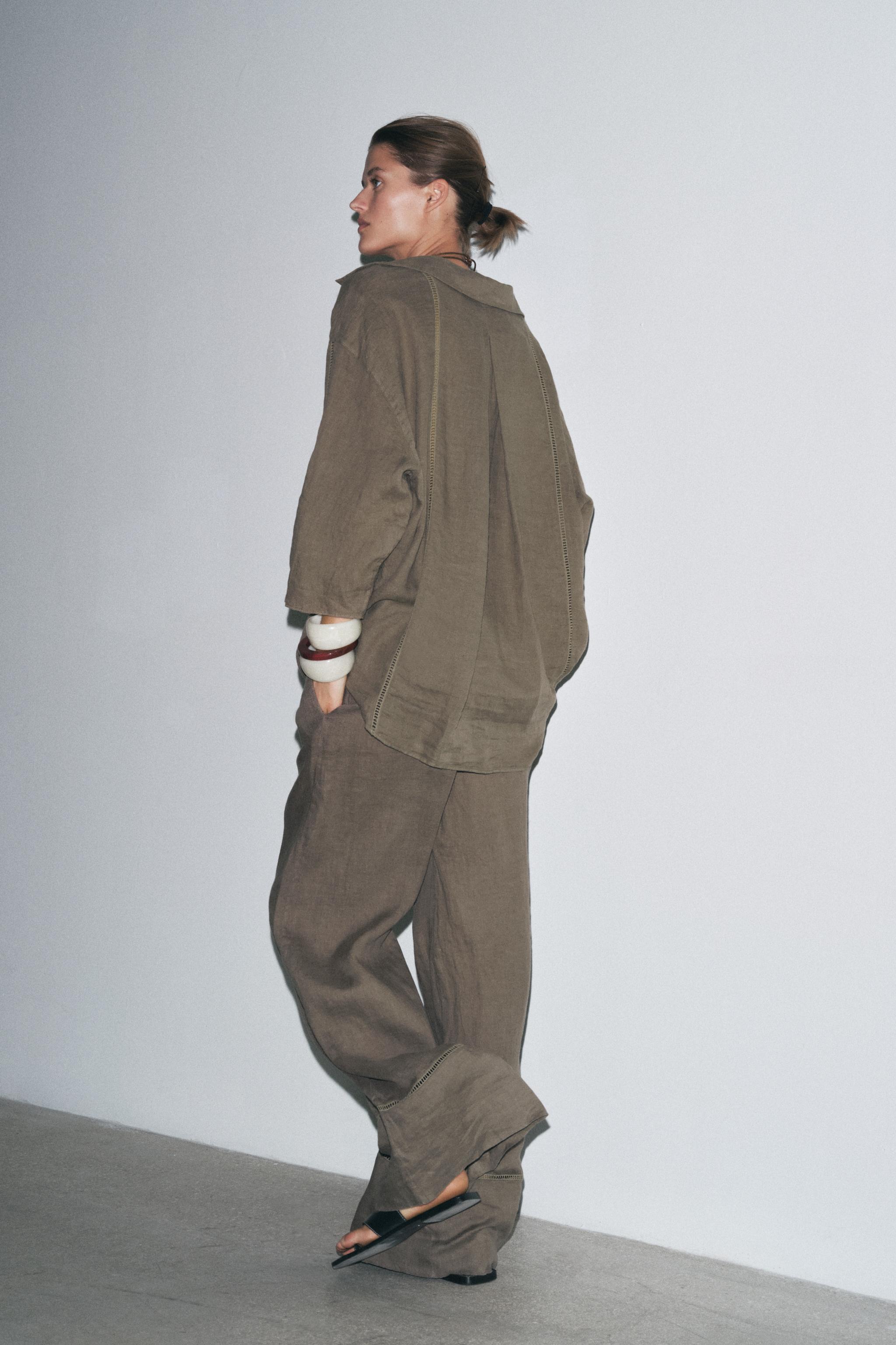 スペイン発送 ZARA パラッツォ ZW コレクション パンツ 数量限定 ZWコレクション パラッツォパンツ - カーキ | ZARA Japan / 日本