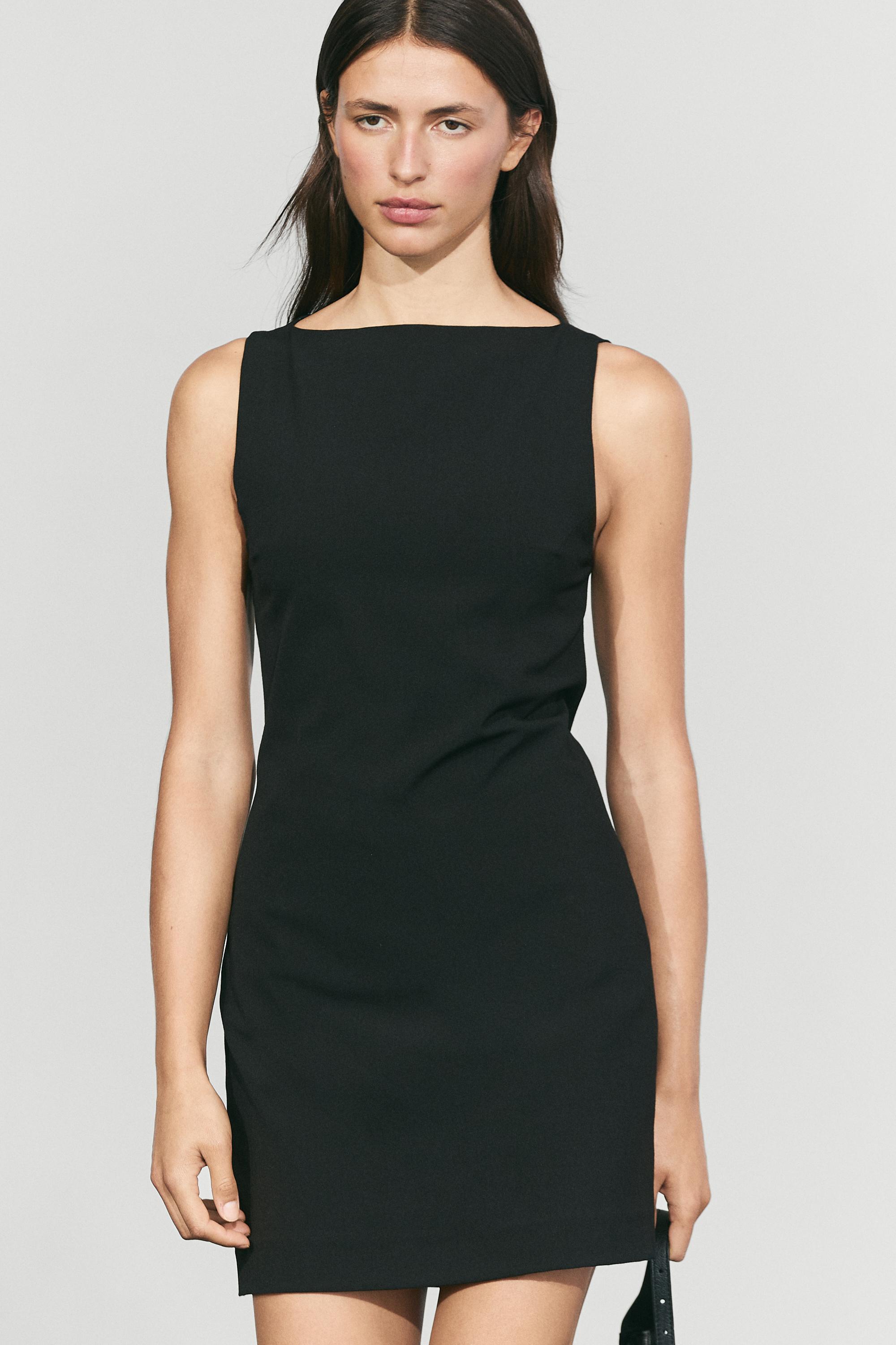 Boat neck mini dress — Black