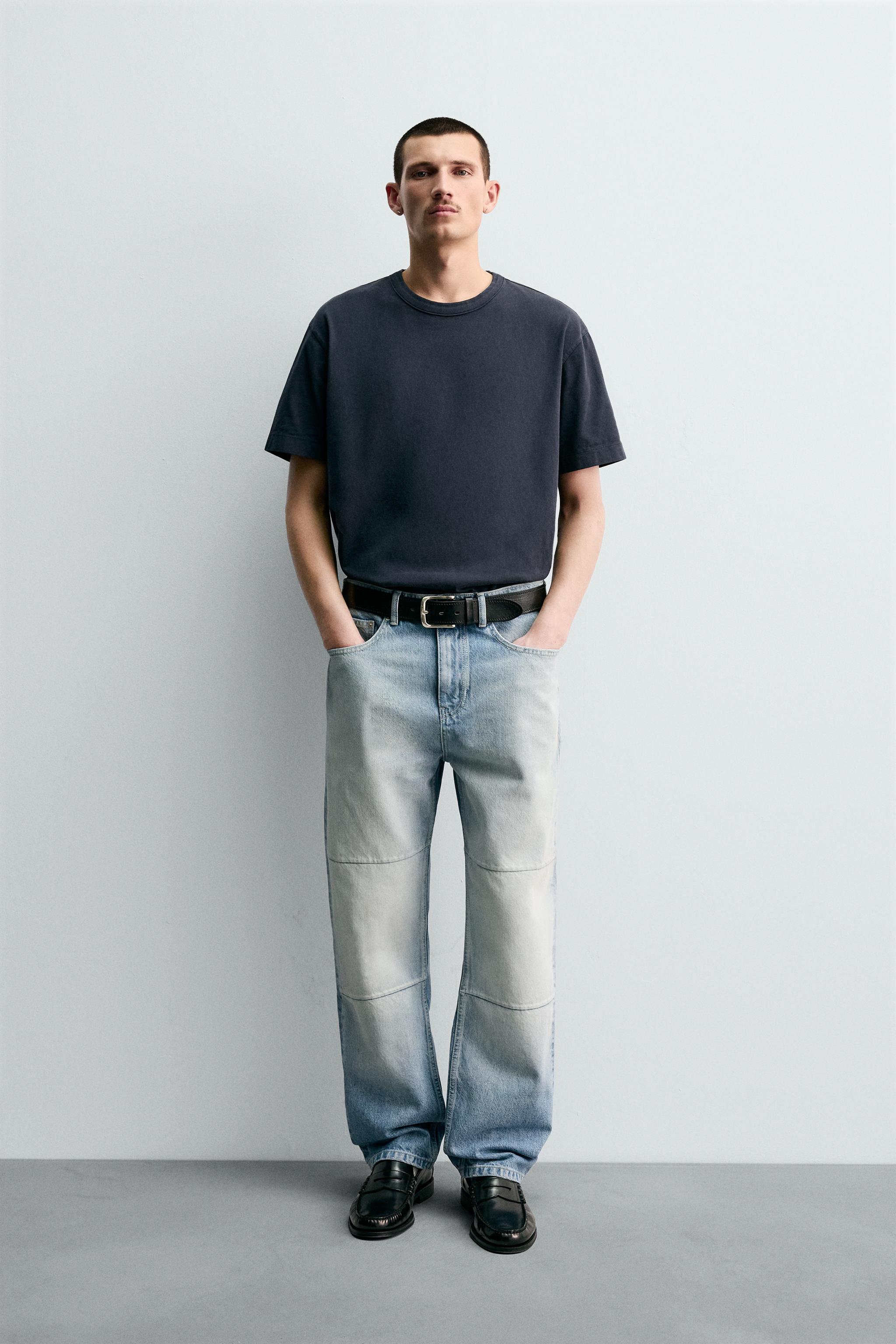 ストレートフィットステッチデニムパンツ - ライトブルー | ZARA